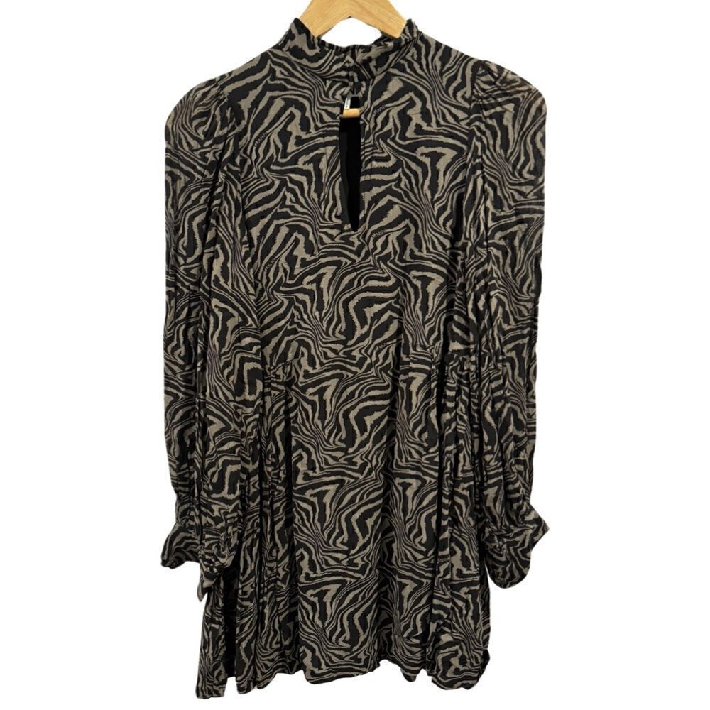 Ganni Gathered printed georgette mini dress Size EU 34 - Picture 4 of 14